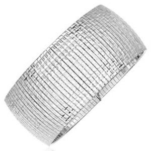 BODACIOUS Sterling Silver Serpentine Style Bracelet w/Square Patterned Texture